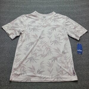 Spalding Performance Shirt Mens Medium Tan Bamboo Print NEW Gym Essentials